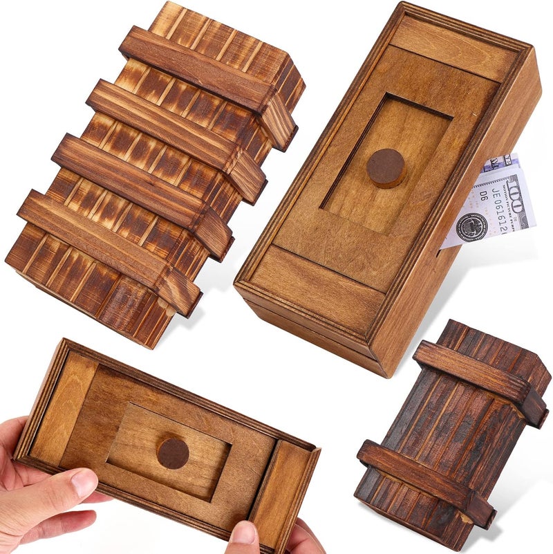 Oppaxf Puzzle Box 3 Pack Wooden Secret Puzzle Box with Hidden Compartment 3D Brain Teaser Magic Drawers Secret Magic Box Wooden Box Puzzle Case Difficult Puzzles Boxs Gift Card for Adults and Kids - Image 1